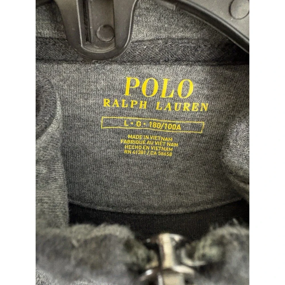 Polo Ralph Lauren Mens Jacket Size Large Gray 1/4 Zip Pullover Long Sleeve Logo
